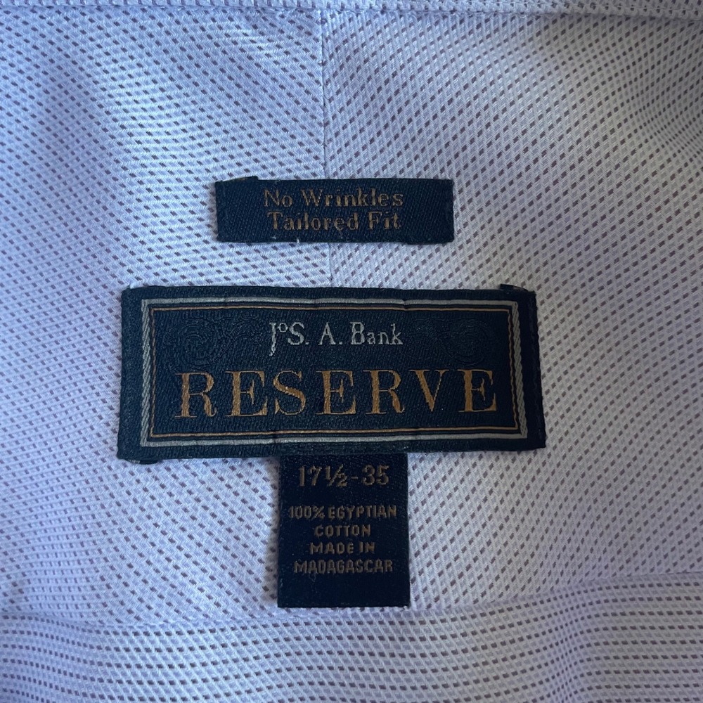 Jos. A. Bank Reserve Men's Dress‎ Shirt 17 1/2 35 XL Tailored Fit No Wrinkles - Picture 5 of 5